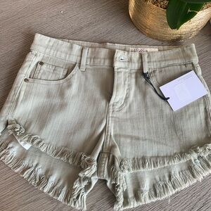 Sage green pistola fray shorts